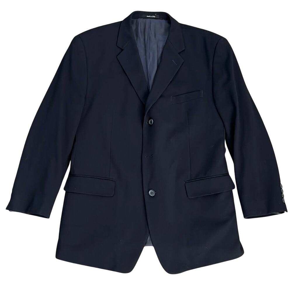 Vintage Calvin Klein Mens Classic Navy 3 Button Wool Blazer/Sports Coat Size 44R